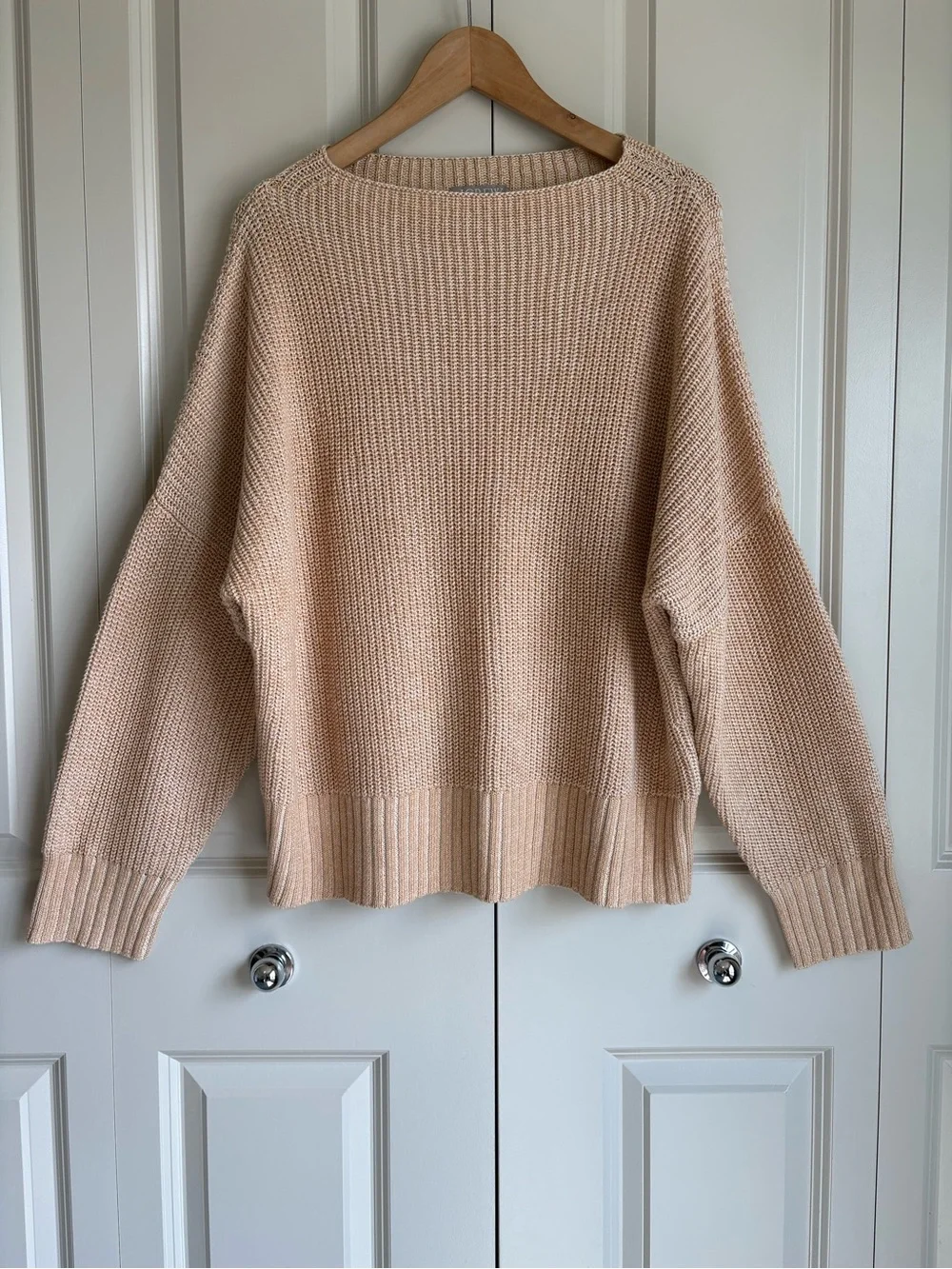 NWT J. Crew Ribbed Funnelneck Sweater in Linen-Cotton Blend Summer 2025 Size XL
